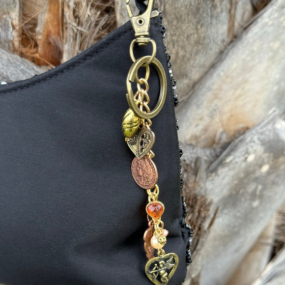 Handmade Accessories - Rose Coin Bag Charm Keychain Handmade | One of a Kind | Crystal Accessory